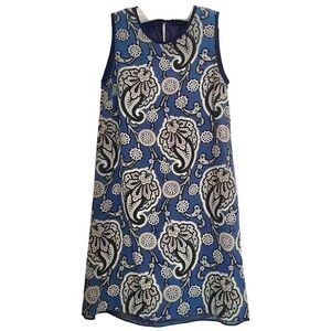 Massimo Dutti Silk Blue Paisley Print Shift Dress sx 8